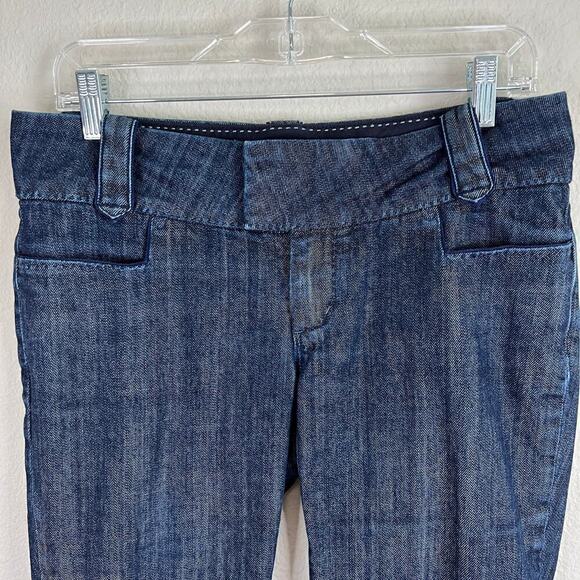 Banana Republic Urban Denim Capris Women's 6 Trouser Low Rise Cuffed Dark Wash - Picture 2 of 7